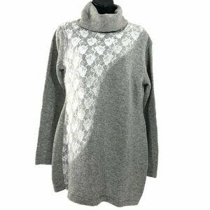 Soft Surroundings‎ Sweater Turtleneck Gray Floral